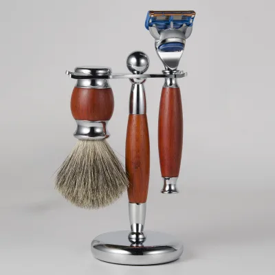 Your Own logo Wooden Men Shaving Brush Safety razor Stand Gifts Set Traditional Shave Kit Professional Shaving Brush Set for Men