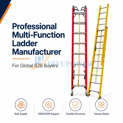 DIYU Industrial Telescopicite 40-Foot Fiberglass Extension Ladder 300-Pound Load Capacity Type Ia Lp-3021-28 for Gym & Warehouse