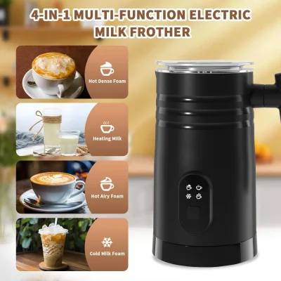 Electric Milk Steamer Frother Automatic Warm and Cold Foam Frother for Coffee Latte Macchiato Cappuccino Chocolate 4 Modes