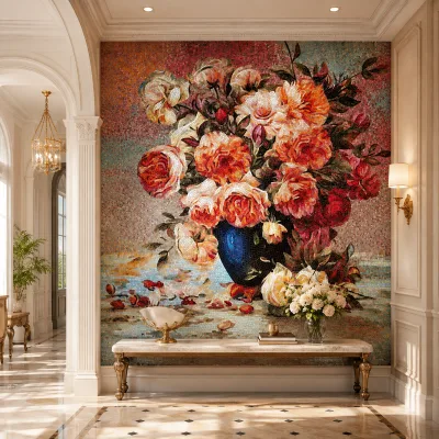 European Style Parquet Handmade Art Mural Mosaic for Hotel Interior Wall Decoration