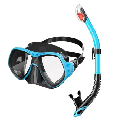 Factory new adult large frame anti-fog goggles mask snorkel snorkeling two treasure set