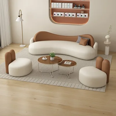 Arc-shaped Multi-person Sofa, Home Living Room Sofa, Office Reception Sofa, Sales Office Reception Room Negotiation Sofa