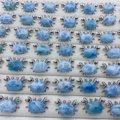 Original Larimar Stone Pendants 925 Sterling Silver in Bulk Stock Wholesale Price Dominican High Quality Larimar Pendant Jewelry
