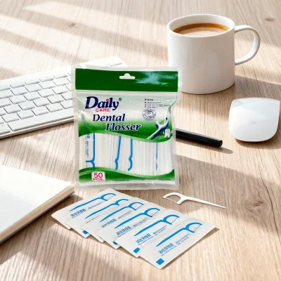 Daily Care Top Selling Travel Use Single Packed Floss Stick 50pcs Individual Packed Interdental Picks for Gum Clean Free Sample