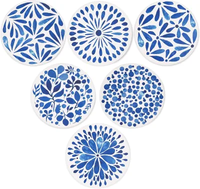 Modern Design Eco-Friendly Ceramic Table Coasters Wholesale Custom Water Absorbent 3D Relief Minimalist Style Cork Matt Finish