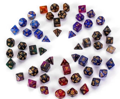 Dual-color Multi-faced Dice for Export seven Piece per Set Numbered Cartoon Table Game Dice Great Value for Bulk Purchases