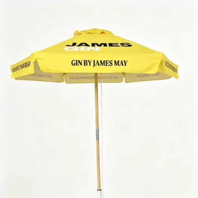 UPF 60 Parasol Beach Umbrella Rated Anti Aging Coating Sensitive Skin Sun Protection Outdoor for Stylish Look Yellow Fabric