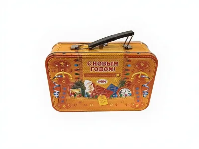 Dadi Customized Portable Tinplate Lunchbox with Handle Latch Suitcase-Style Food Storage for Cake Cookies Candies & Snacks