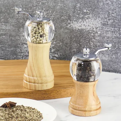 Classical Wood Acrylic Ceramic Core Pepper Shaker Household Hand Shake Seasoning Bottle for Peppercorns Sea Salt Granules Spice