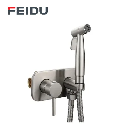 Feidu Brushed Gold Brass Bidet Spray Set-Modern Handheld Muslim Shower for Bathroom