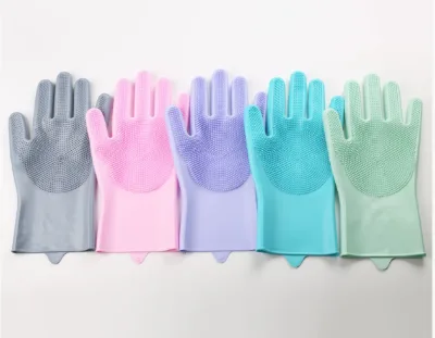 Waterproof Double Sided Silicone Pet Bath Glove Flexible Soft Massage Bristles Foaming Fur Remover Mitt Safe for Dog