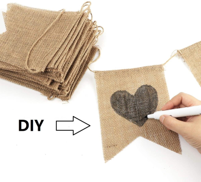 Custom Printed DIY Jute Banner Blank Burlap for Christmas New Year Father's Day Parties-for Wedding and Birthday Celebrations
