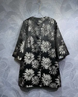 XXL Long Coat Outerwear 2024 Autumn Winter High Quality Coats Women Allover Hand Made Beading Flower Patterns Coat Trench Plus