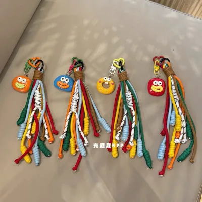 Cute Korean Sausage Rubber Keychain Colorful Instagram Bag Pendant Contrasting Rope Funny Couple Keychain Backpack Accessory