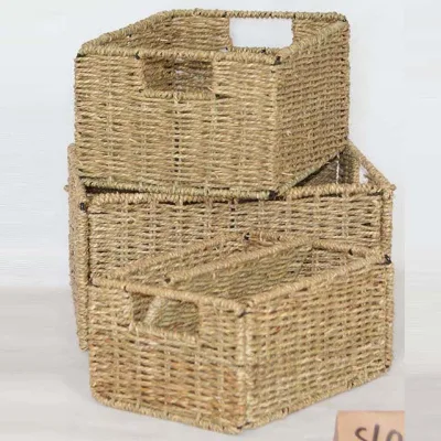 Wholesales Fashion Handmade Seagrass Storage Basket With Handle