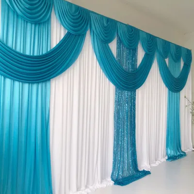 6m W*3m H Ice Silk Backdrop Panel Swag and Table Skirt Wedding Party Decoration