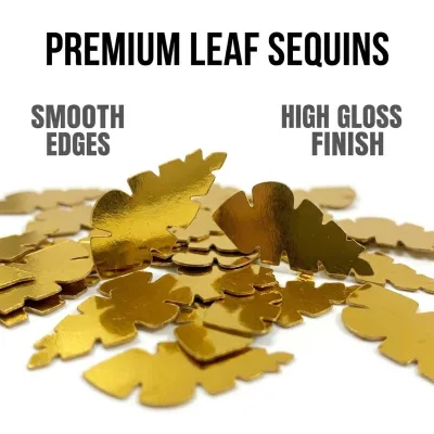 Gold Leaf Shape Loose Sequins Glitter Shapes 10x20mm Abrasion Resistant Heat Resistant Bulk for Bags Shoes Garments DIY