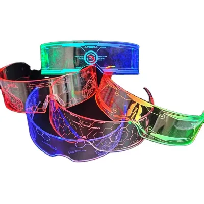 LED Visor Glasses 5 Modes 7 Colors Futuristic Light up Glasses Luminous Flashing Glow in the Dark Glasses Led Goggles