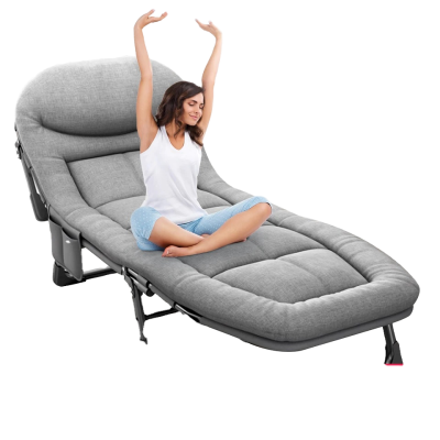 Sleeping Cots for Adults 6 Positions Portable Foldable Mattress Pillow Eco-Friendly Cotton Heavy Duty Sturdy Frame