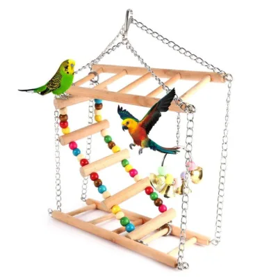 Large Bird Swing Toys Double Layer Natural Wood Parrots Toy