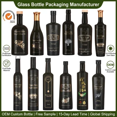 Factory Custom Matte Black White Oil Bottle Wholesale 250ml 500ml 750ml 1000ml Glass Bottles Container for Olive Oil
