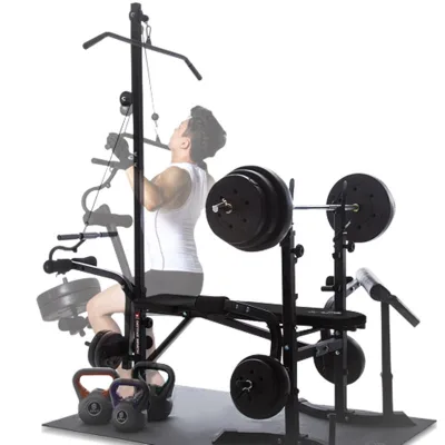 Metal Barbell Rack Squat Rack Bench Press Machine Home Gym Equipment Men Multi-functional Weightlifting Station Adjustable