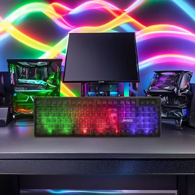 RGB Backlit Slim QWERTY Wired Mechanical Gaming Keyboard New Design with Support for Multiple Languages