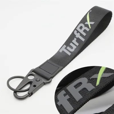 Hot Selling 3D Rubber Printing Thick Short Wrist Keychain for Agricultural Technology Company Promotional Nylon Short Lanyards