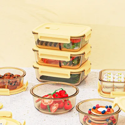 Cheap Price Food Storage Container Airtight Food Container Amber Glass Food Storage Container Set