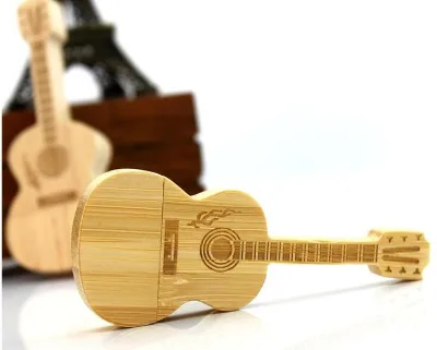 Cute Cartoon Musical Pendrive 128gb 64gb 32gb 16gb 8gb Pendrive Wooden Flash Memory Creative Guitar Usb Stick