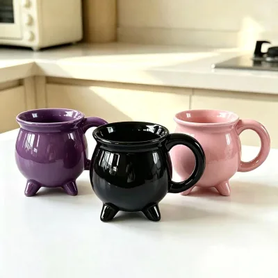 Creative Magic Cauldron Ceramic Mug Witches Cup Halloween Coffee Mug