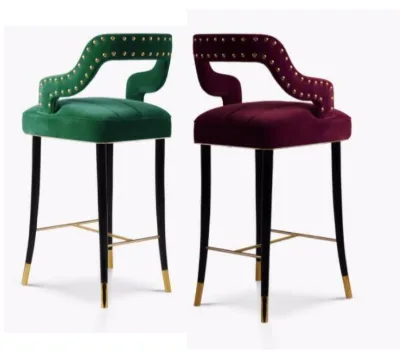 Furnistyle Modern Custom Classic Luxury Italian Nubuck Fabric Red Barstool Chair Contemporary for Kitchen Home Bar Living Room