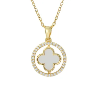 Stainless Steel Clover Pendant Necklace Fashion Chic Collarbone Chain for Women