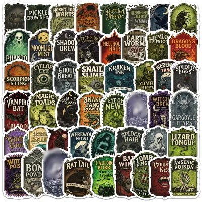 50PCS Gothic style halloween withcy magic potion label vampire sticker