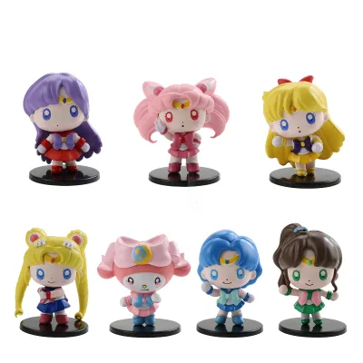 7Pcs/Set 7-8CM Sailor Moon Runa Tsukino Usagi Collect Statue Toy Anime PVC Figure Gift Plastic Crafts