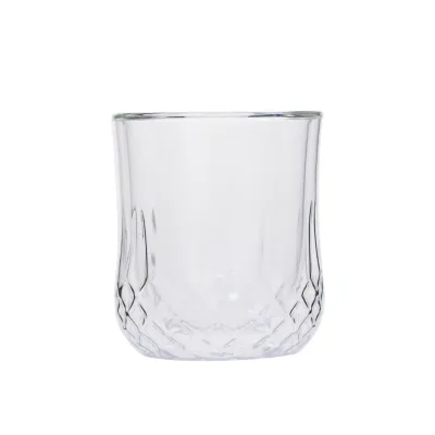 Diamond Double Walled Whiskey Glass Custom Handmade Double Wall Rock Glass Tumbler Customized Creative Doublewall Glass Cup