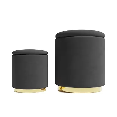 Storage Footstool Round Modern Black Storage Cube Footstool Footstools Wholesale