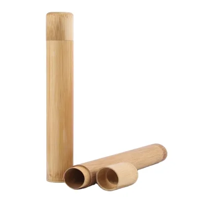 Bamboo Toothbrush Holder Travel Bamboo Carry Case Eco Bamboo Tube for Kids and Adult
