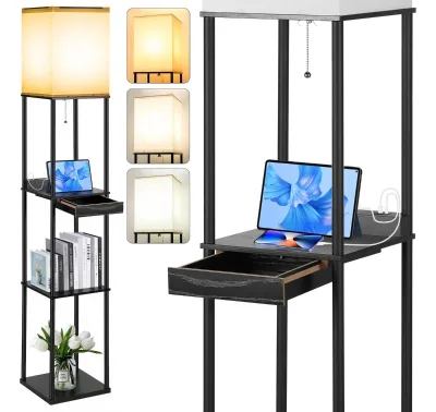 Modern living room bedroom bedside table decorative floor lamp with integrated table lamp and storage vertical floor lamp
