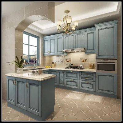 Modern Kitchen Cabinet of Solid Wood Modular Kitchen Cabinets