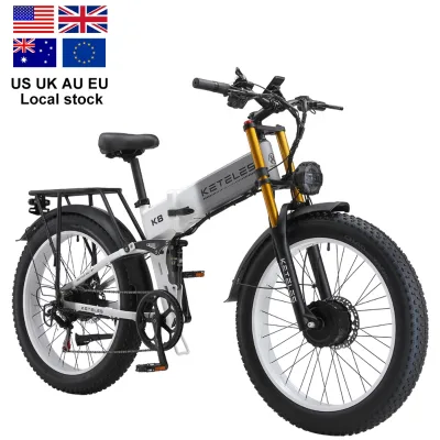 Factory Direct K8 26\" Foldable Electric Hybrid Bike Dual Brushless 48V 17.5Ah UL-Certified Battery 4.0 Fat Tire Aluminum Alloy