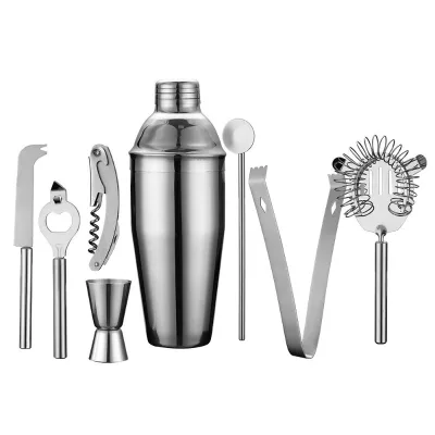 New 8-Piece Cocktail Shaker Set Stainless Steel Luxury Bar Set Simple and Beautiful