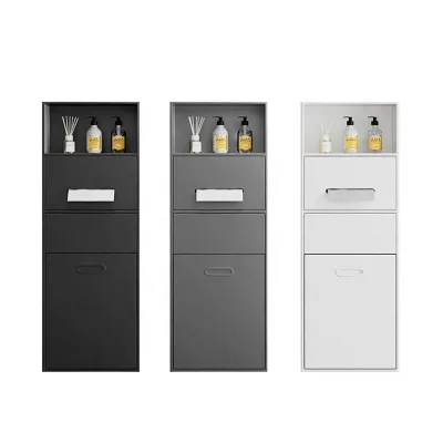 Hotel Bathroom Stainless Steel Recessed Wall Storage Niche Bathroom Toilet Cabinet With Tissue Box and Hidden Trash Bin