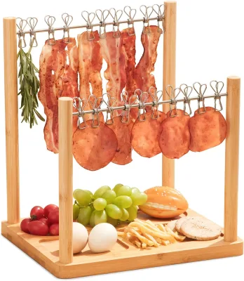New Creative Bamboo Barbecue Food Tray Cheese Board Charcuterie Tray Boards Gift Set with Bacon Hanger
