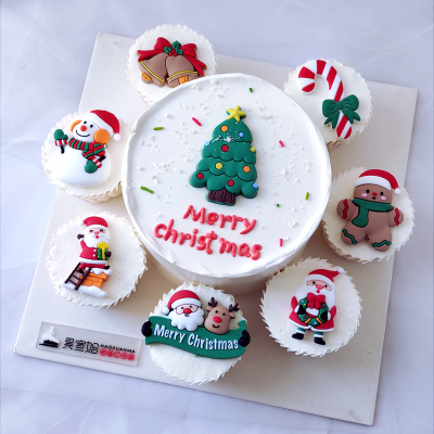 Christmas Cupcake Decoration Birthday Party Cake Decoration Ornaments Silicon Cake Topper