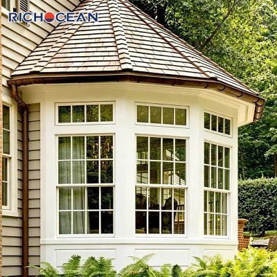 RICHOCEAN French Style Aluminum Bay Windows Thermal Insulation Waterproof Low E Glass Luxury Villa Garden View Window