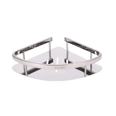 Stainless Steel Storage Shelf Bathroom Wholesale Square Frame Corner Light Single-Layer Wall Mounted Model JX-00188
