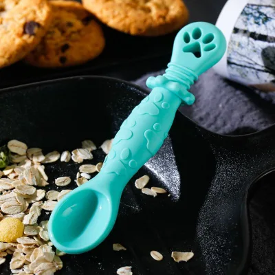 Silicone Baby Training Food Dispensing Feeder Pre Spoon First Meal Handle Spoon with Container for 6+ Months