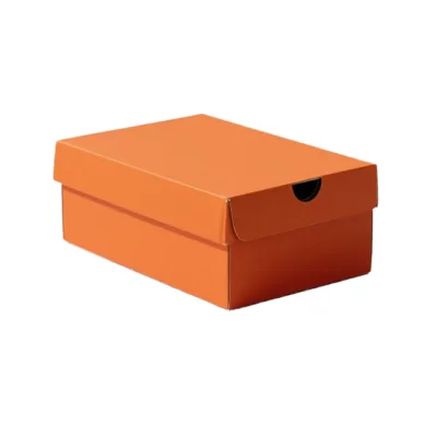 Custom Eco-Friendly High-End Vibrant Orange Shoe Box with Handle Hole Magnetic Closure for Branded Footwear Packaging Display