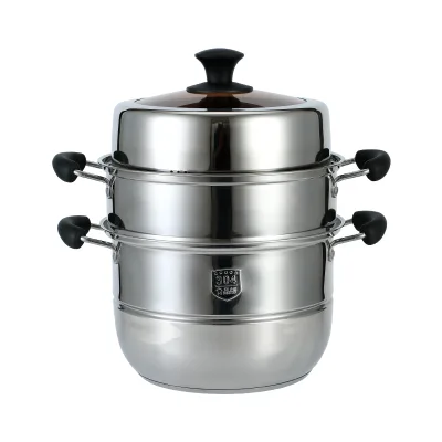 High Quality 28cm SS304 Dumpling Pot Stainless Steel Food Steamer Pot Eco-friendly Double Boiler for Restaurant